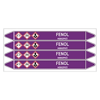 Značení potrubí, fenol,4 ks, 250 × 26 mm